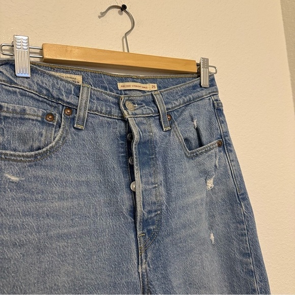 Levi’s Ribcage Straight Ankle Jeans Size 25 Women’s Light Wash High Rise Cotton - Picture 3 of 11